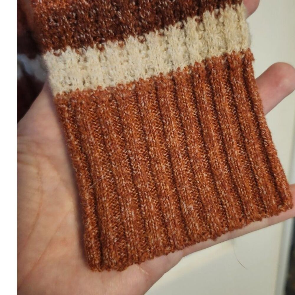 Amy Byer Girls Striped Open Front Cardigan Rust Brown Cream - Picture 5 of 6